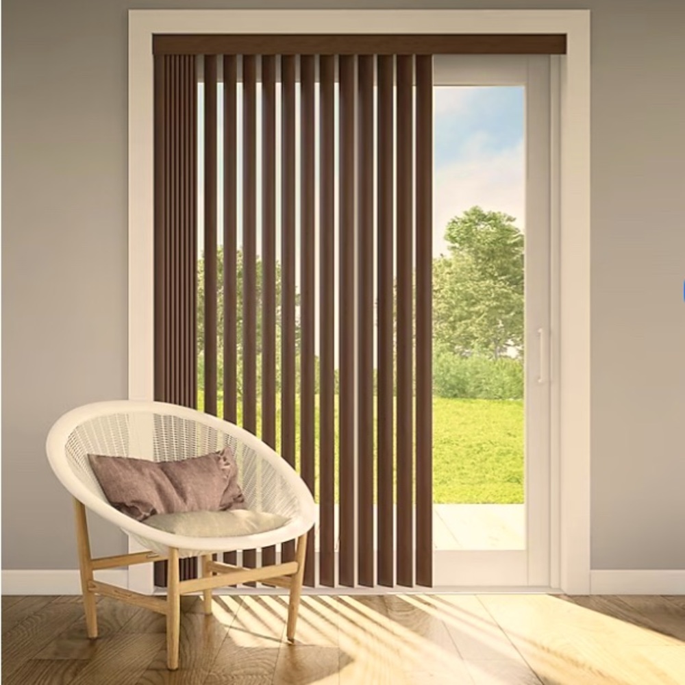 LEVOLOR Trim+Go 3.5in x 54in Cordless Walnut Room Darkening Vertical Blinds